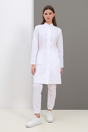 Халат женский на кнопках, Ultra Soft, длинный рукав, белый Медодежда в Кургане 0