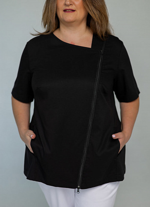 Блуза на молнии PLUS SIZE, черная  в Кургане