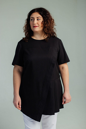 Блуза со складками PLUS SIZE, черная  в Кургане 0