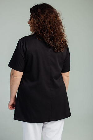 Блуза со складками PLUS SIZE, черная  в Кургане 1