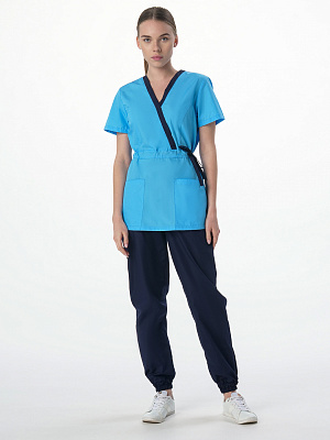 Костюм женский Симпл-001 (тк.Смесовая,120) MedLine, т.синий/голубой Факел Спецодежда в Кургане