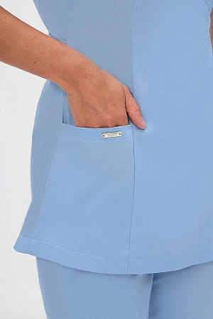 Костюм женский (тк.ADVA), короткий рукав голубой  в Кургане 5