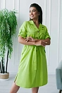 Халат женский на пуговицах, Cotton Premium, рукав на 3/4, салатовый